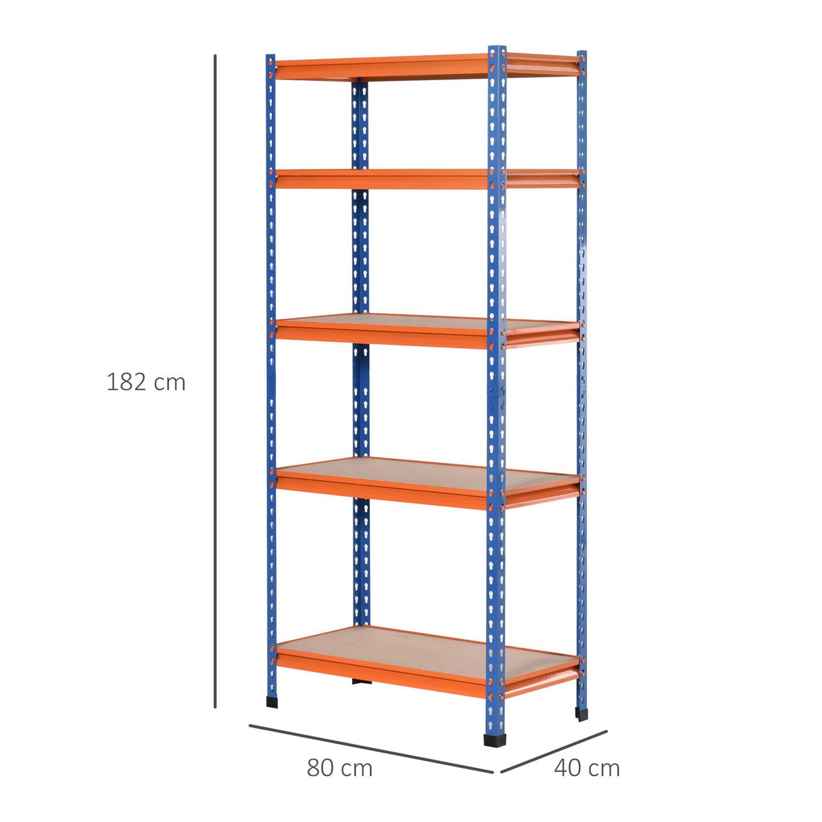 HOMCOM Rayonnage charges lourdes ou volumineuses - étagère garage - 5 tablettes réglables en hauteur - métal bleu orange MDF