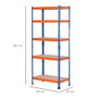 Voir la diapositive 3 : HOMCOM Rayonnage charges lourdes ou volumineuses - étagère garage - 5 tablettes réglables en hauteur - métal bleu orange MDF