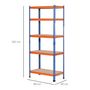 Voir la diapositive 3 : HOMCOM Rayonnage charges lourdes ou volumineuses - étagère garage - 5 tablettes réglables en hauteur - métal bleu orange MDF
