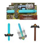 MINECRAFT Minecraft Épée et Pioche 2 en 1, accessoire inspiré de Minecraft : Le Film, JFR72 Mattel, jeu de rôle