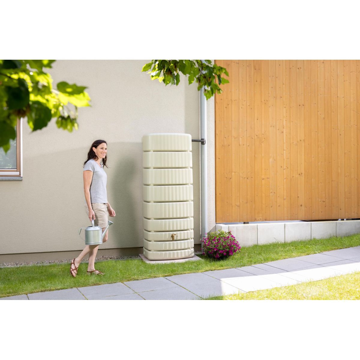 GARANTIA Récupérateur d'eau mural Beige - 500L - SLIM