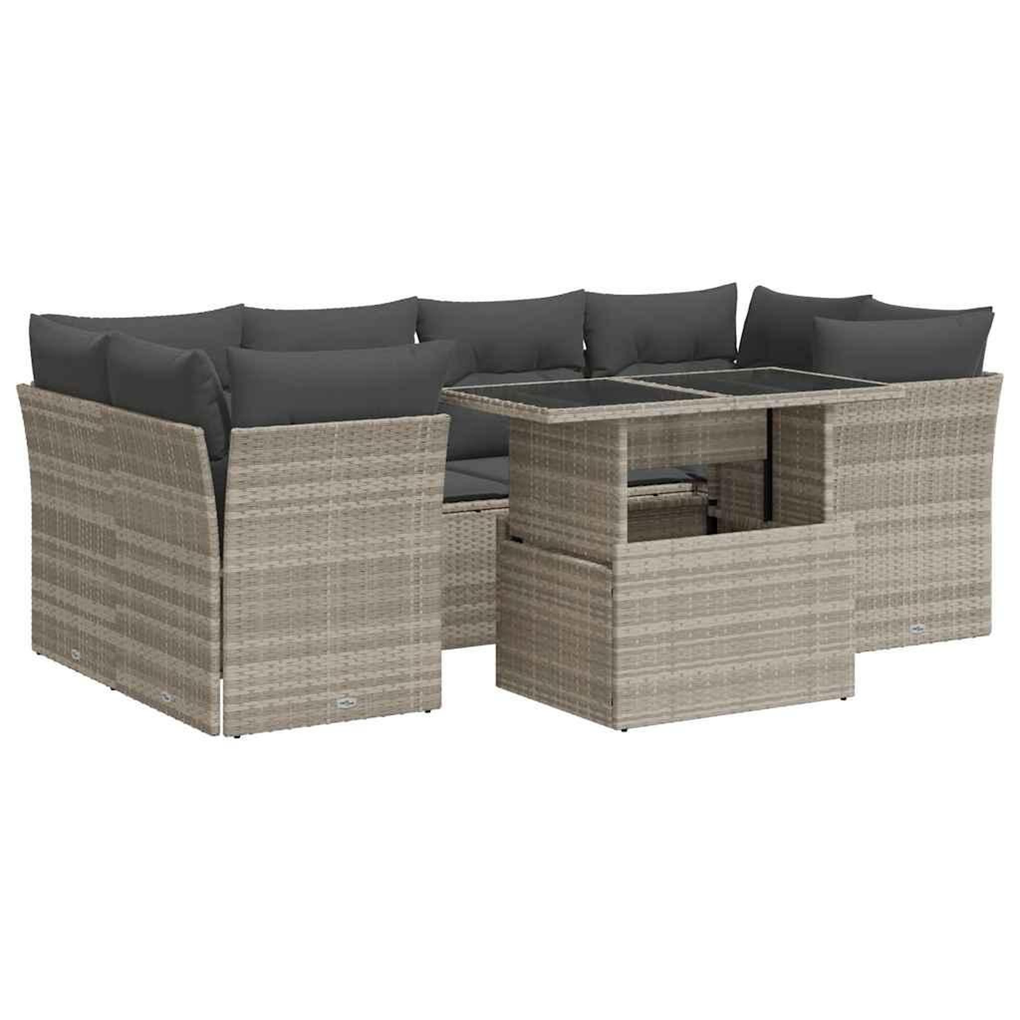 Voir la diapositive 2 : VIDAXL Salon de jardin avec coussins 7 pcs gris clair resine tressee
