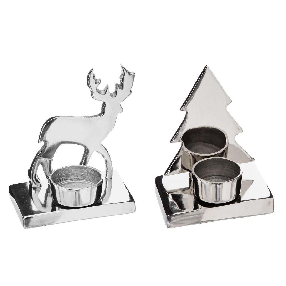 TOILINUX 2 Photophores de Noël design métal Terre sauvage - Argent