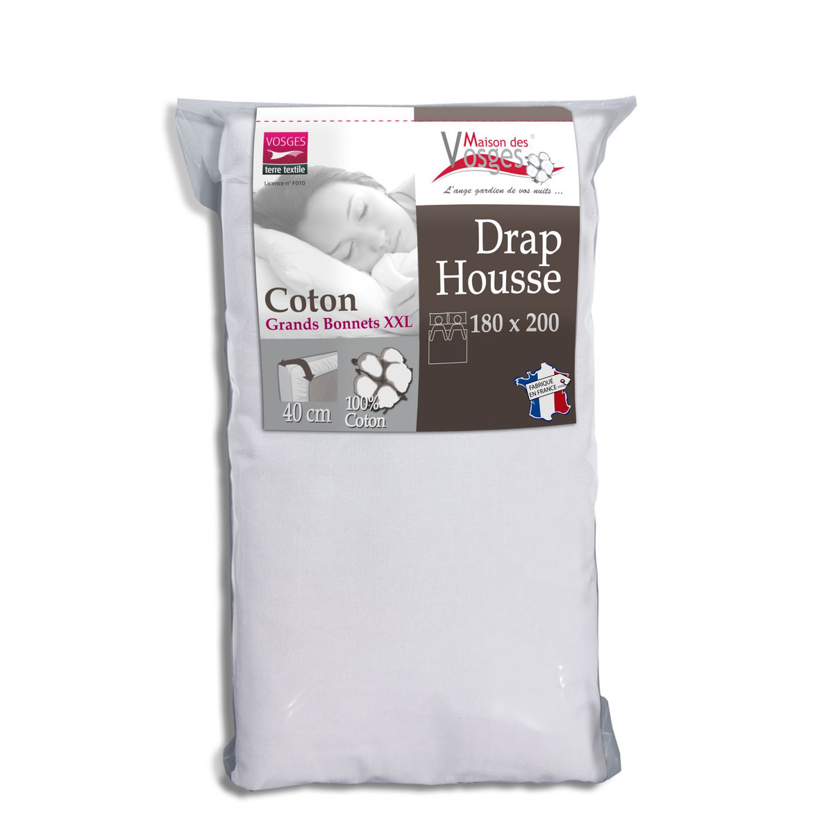 Drap housse en coton 57fils super grand bonnet 40cm spécial matelas très épais