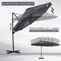 Voir la diapositive 4 : OUTSUNNY Parasol déporté grande taille XXL inclinable dim. 4,4L x 2,7l x 2,5H m piètement en acier inclus polyester gris