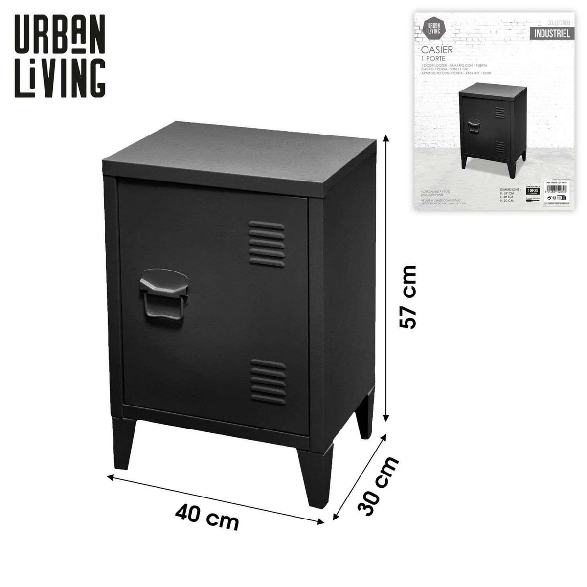 DIVERS Casier 1 porte Industriel Black en métal - Noir