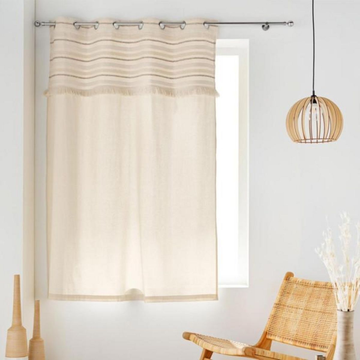 Paris Prix Rideau à Œillets Avec Franges  Atlas  140x180cm Naturel