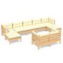 Voir la diapositive 2 : VIDAXL Salon de jardin 9 pcs avec coussins creme bois de pin massif