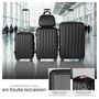 Voir la diapositive 3 : tectake Set de valises trolley rigides 4 pièces, 3 trolleys et une trousse de beauté en plastique ABS robuste noir