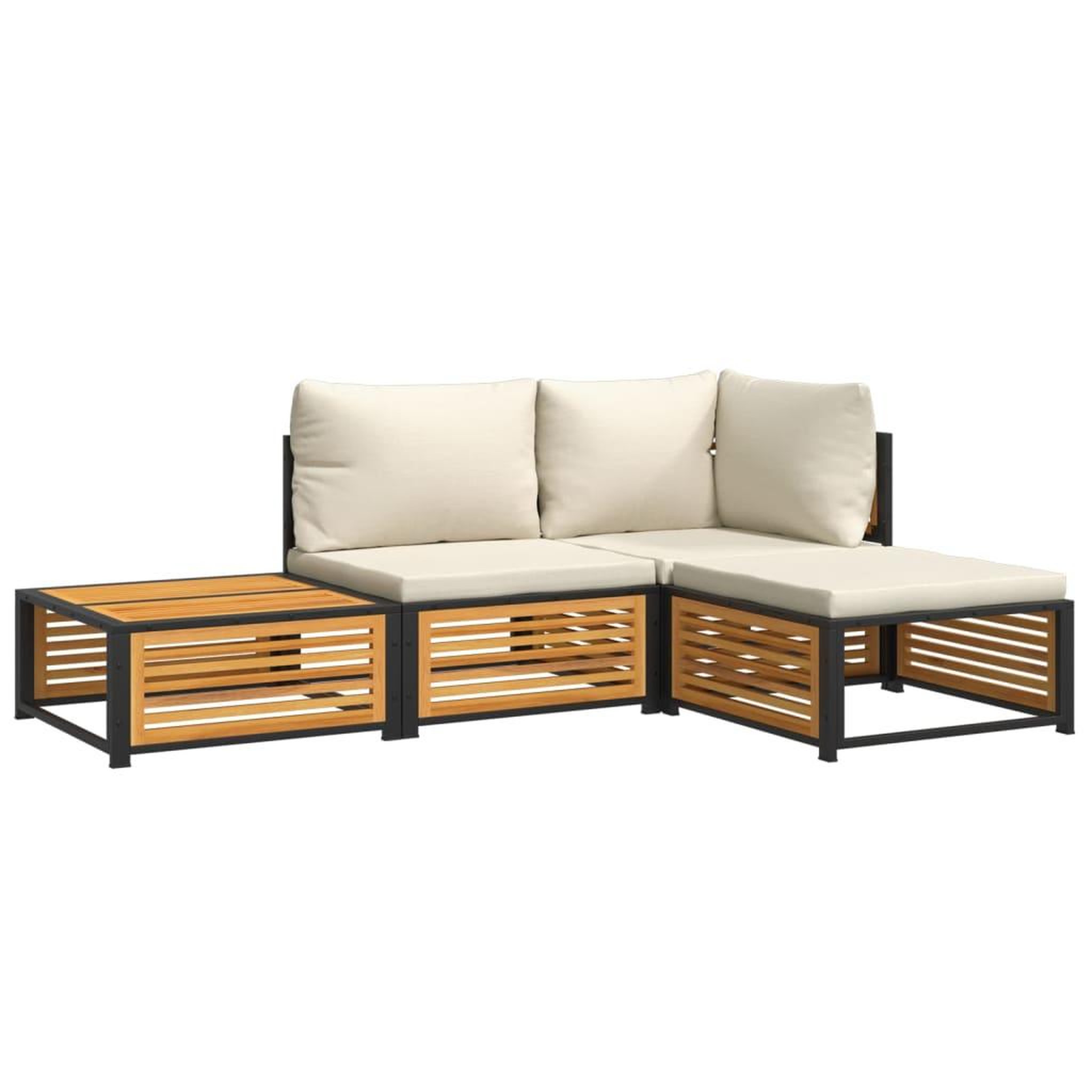Voir la diapositive 2 : VIDAXL Salon de jardin avec coussins 4 pcs bois d'acacia massif