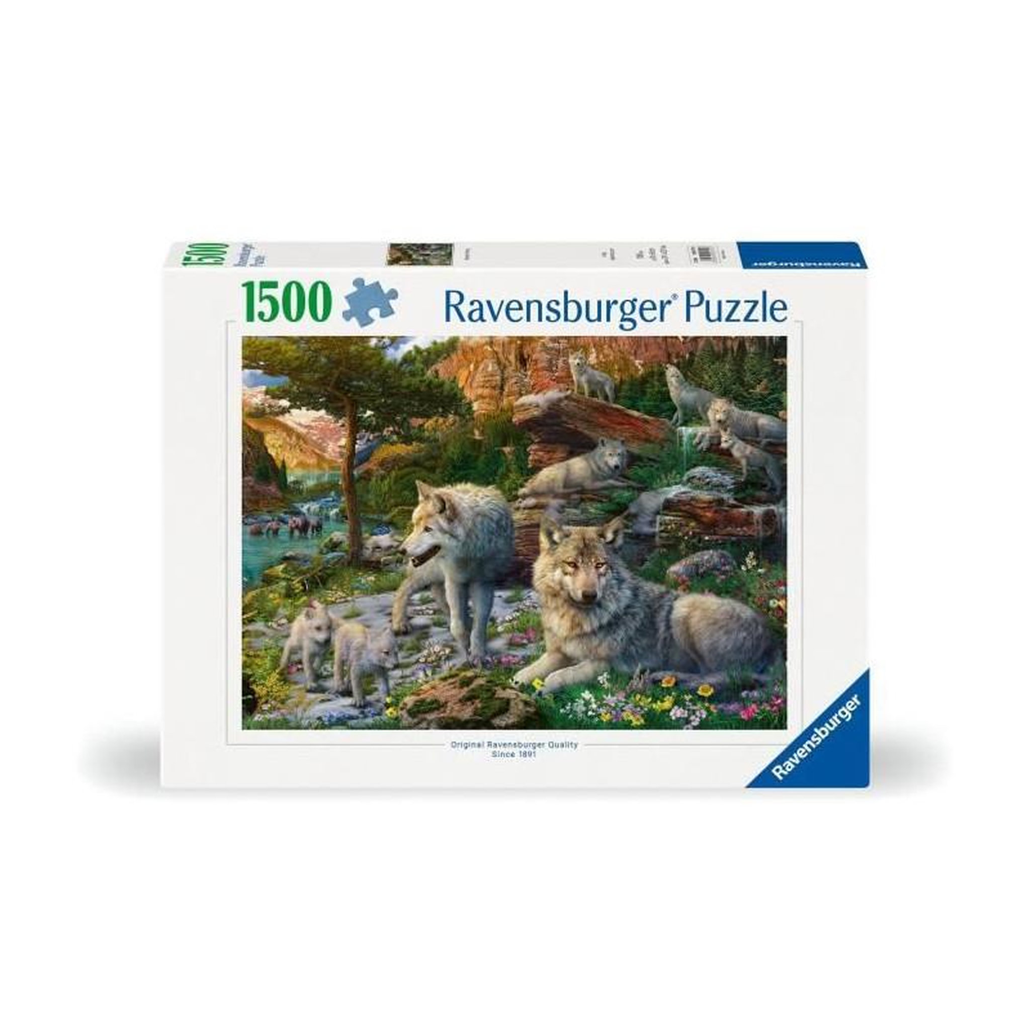 Voir la diapositive 2 : RAVENSBURGER Puzzle 1500 pièces Loups au printemps – Ravensburger – Dès 14 ans – Adulte & Enfant – 80x60 cm