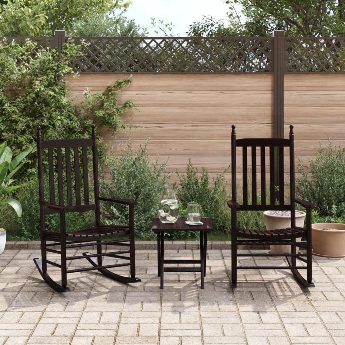 VIDAXL Chaises a bascule sieges incurves lot de 2 brun peuplier massif