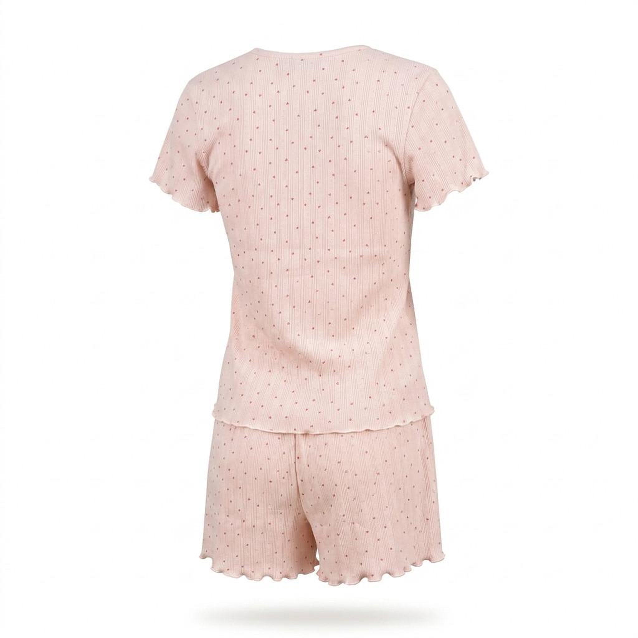 Voir la diapositive 3 : OZABI OZABI Pack 2 Pyjamas Femme, Col V Boutonné, Short Froufrou, Fleuri et Coeurs