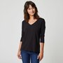Voir la diapositive 2 : INEXTENSO T-shirt manches longues col v noir femme