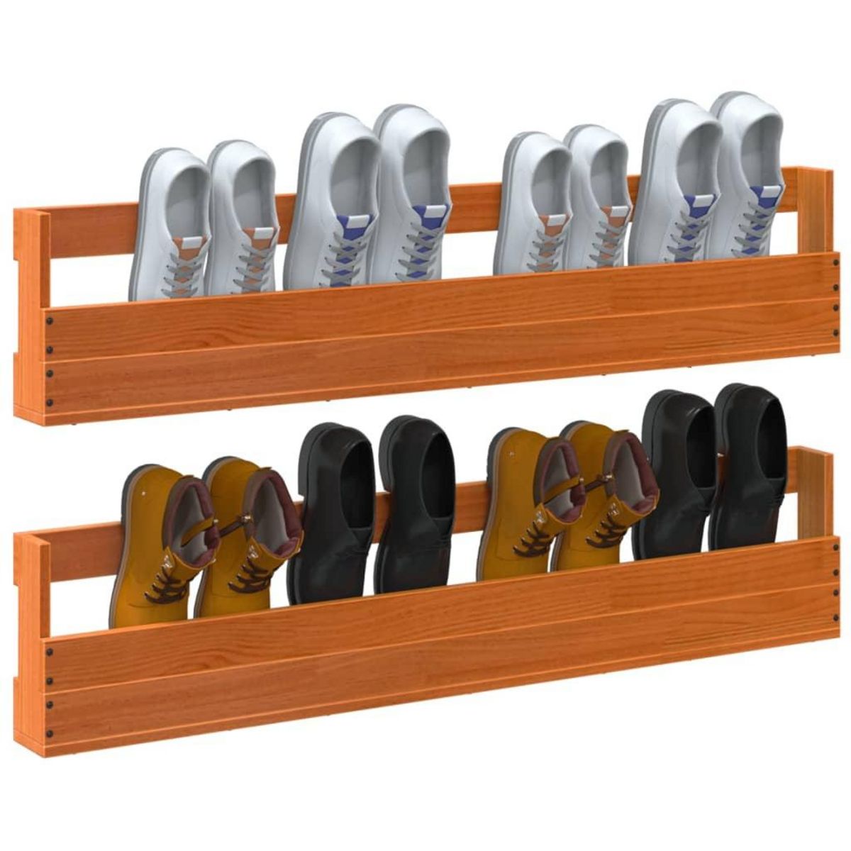 VIDAXL Etageres a chaussures murales 2 pcs cire marron 110x8,5x23,5 cm