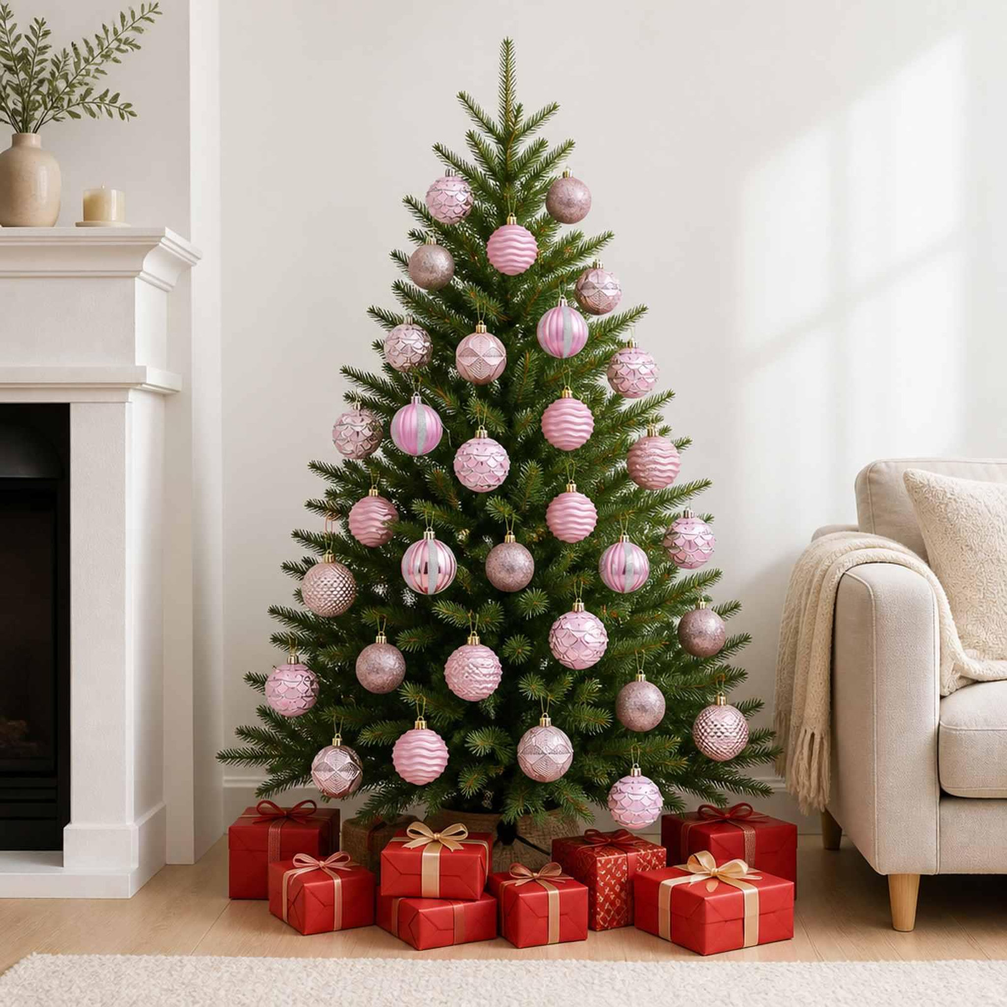 Voir la diapositive 2 : VIDAXL Ensemble de boules de Noël 36 pc Rose Diam. 6 cm Polystyrene