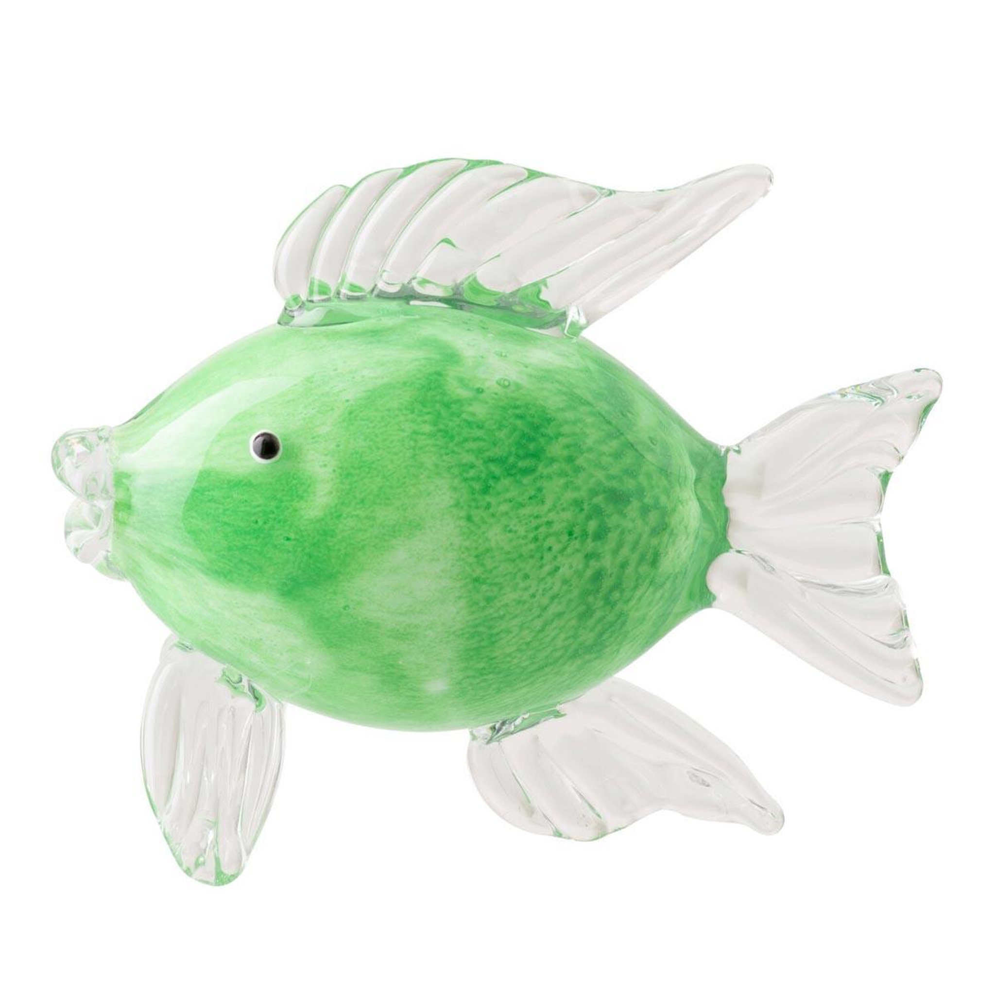 J-LINE Presse-papier poisson en verre  tropical  17cm vert