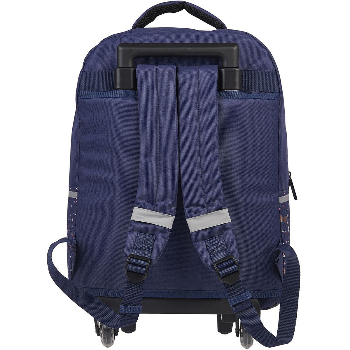 KARL MARC JOHN Sac à dos à roulettes bleu paillettes ailes 