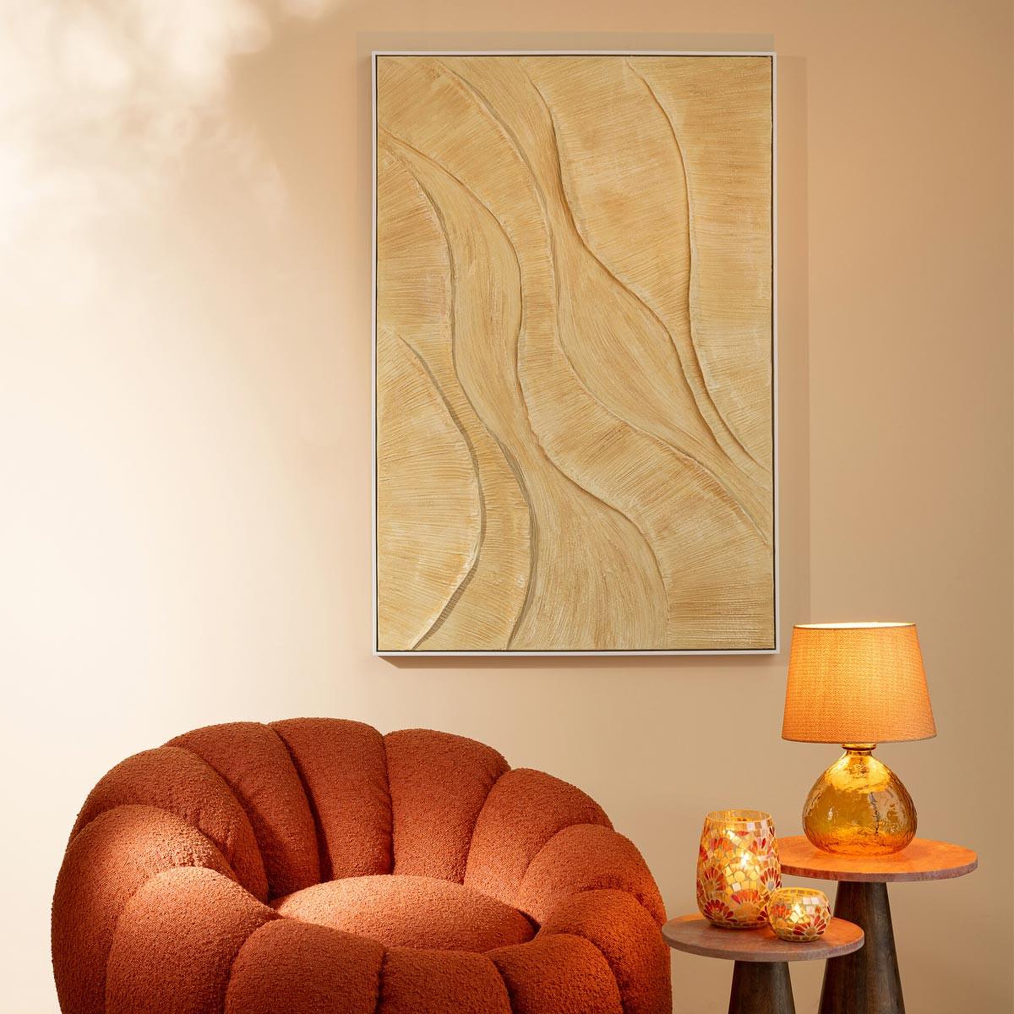 Voir la diapositive 4 : J-LINE Tableau déco  miel  80x120cm doré
