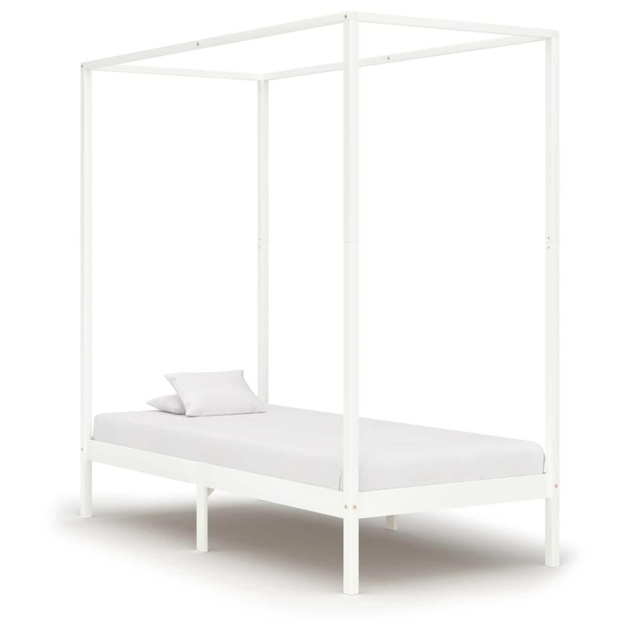 Voir la diapositive 1 : VIDAXL Cadre de lit a baldaquin Blanc Bois de pin massif 100x200 cm