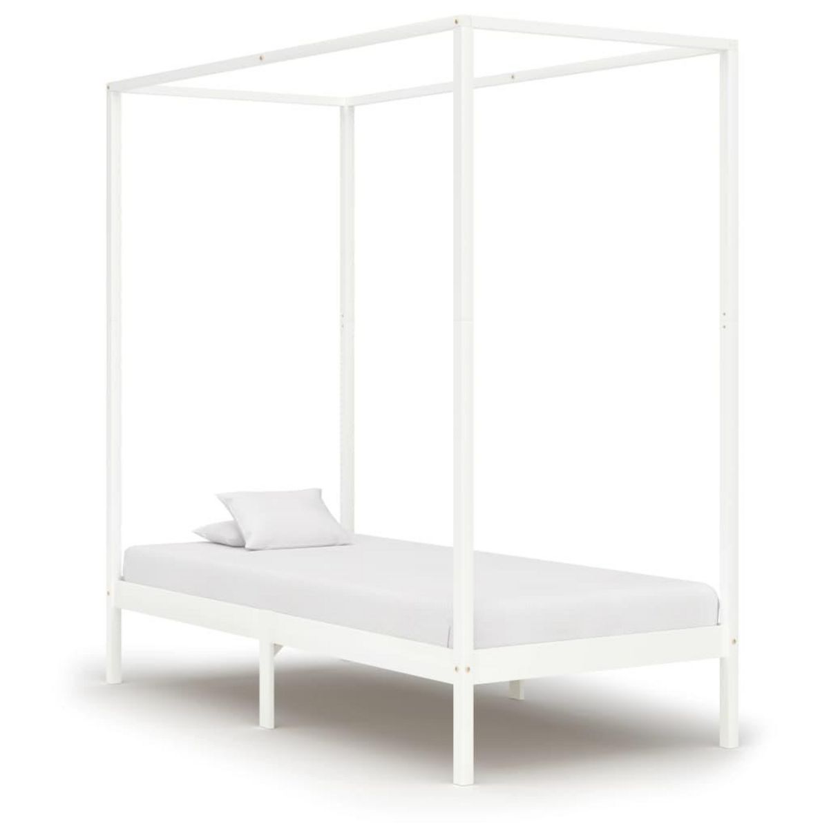 VIDAXL Cadre de lit a baldaquin Blanc Bois de pin massif 100x200 cm