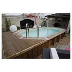 UBBINK Piscine hors sol bois octogonale- 355x550x120cm - Liner Bleu -OCEA