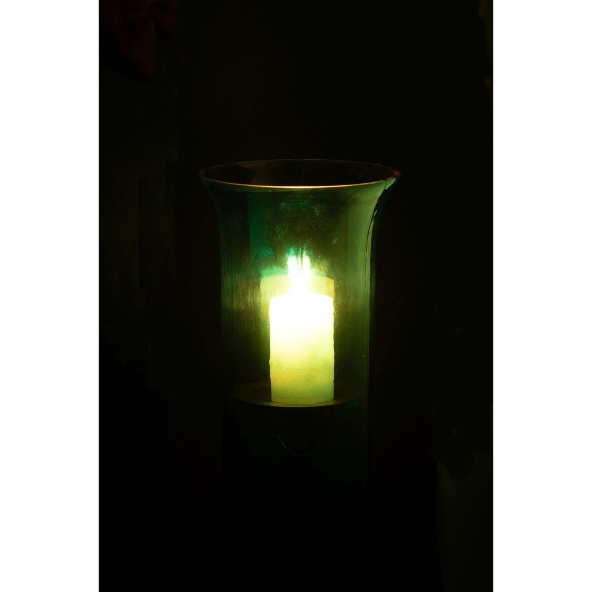 Voir la diapositive 3 : J-LINE Photophore Étroit en Verre  Tarifa  30cm Bleu Azur