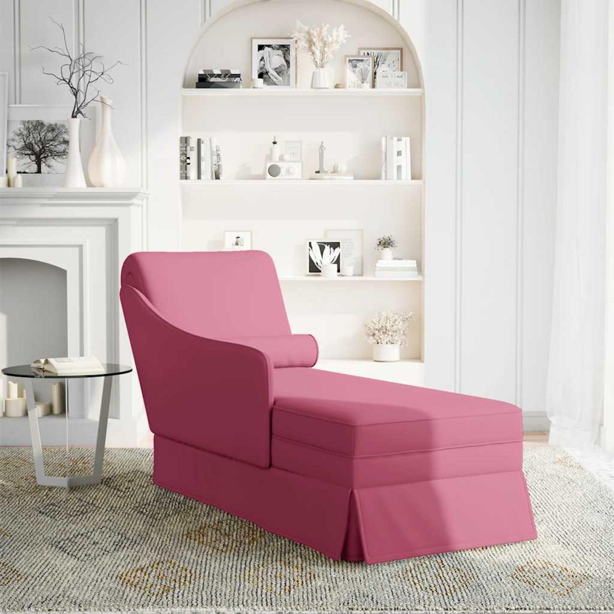 VIDAXL Fauteuil long avec traversin et accoudoir droit rouge bordeaux