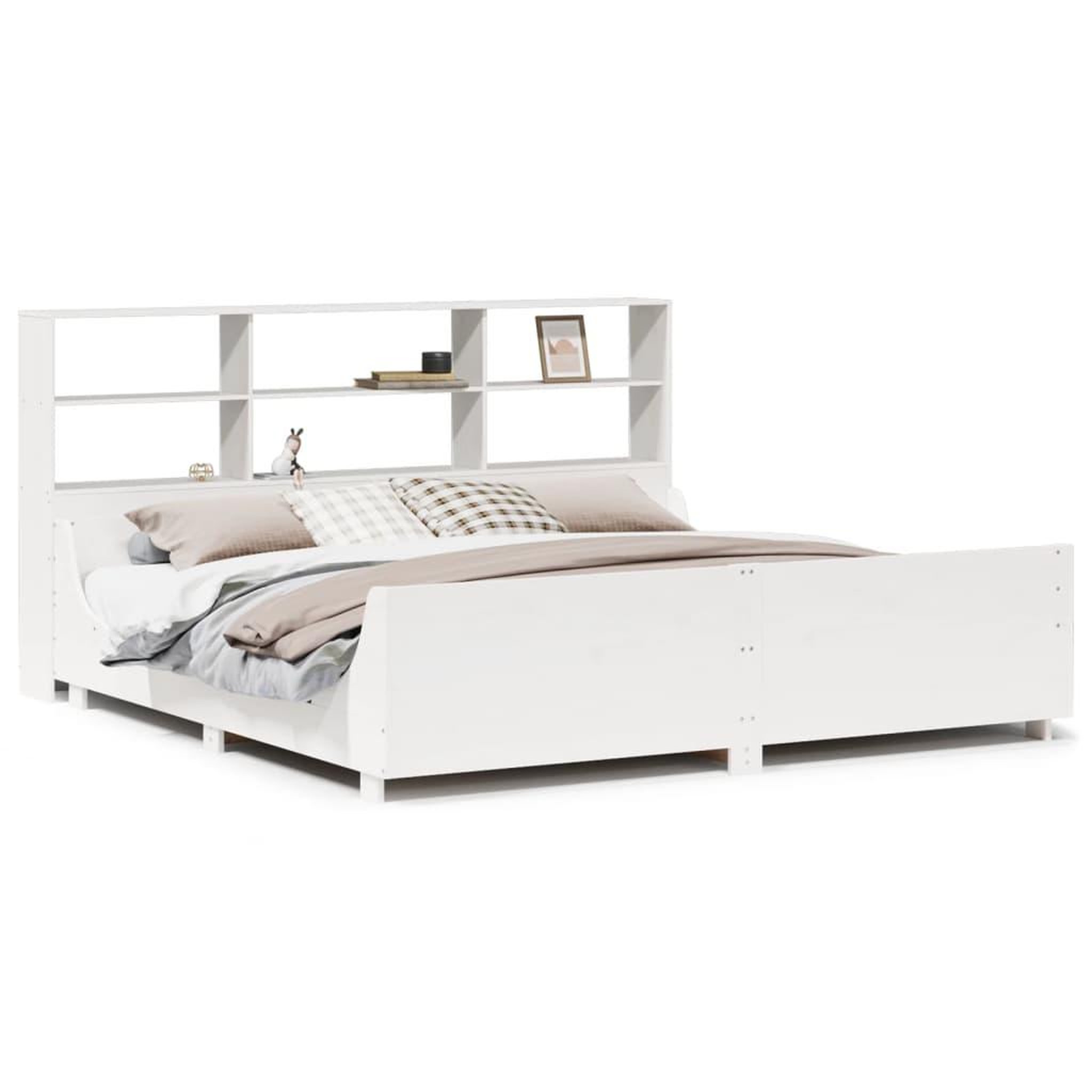 Voir la diapositive 2 : VIDAXL Lit bibliotheque sans matelas blanc 180x200 cm bois massif