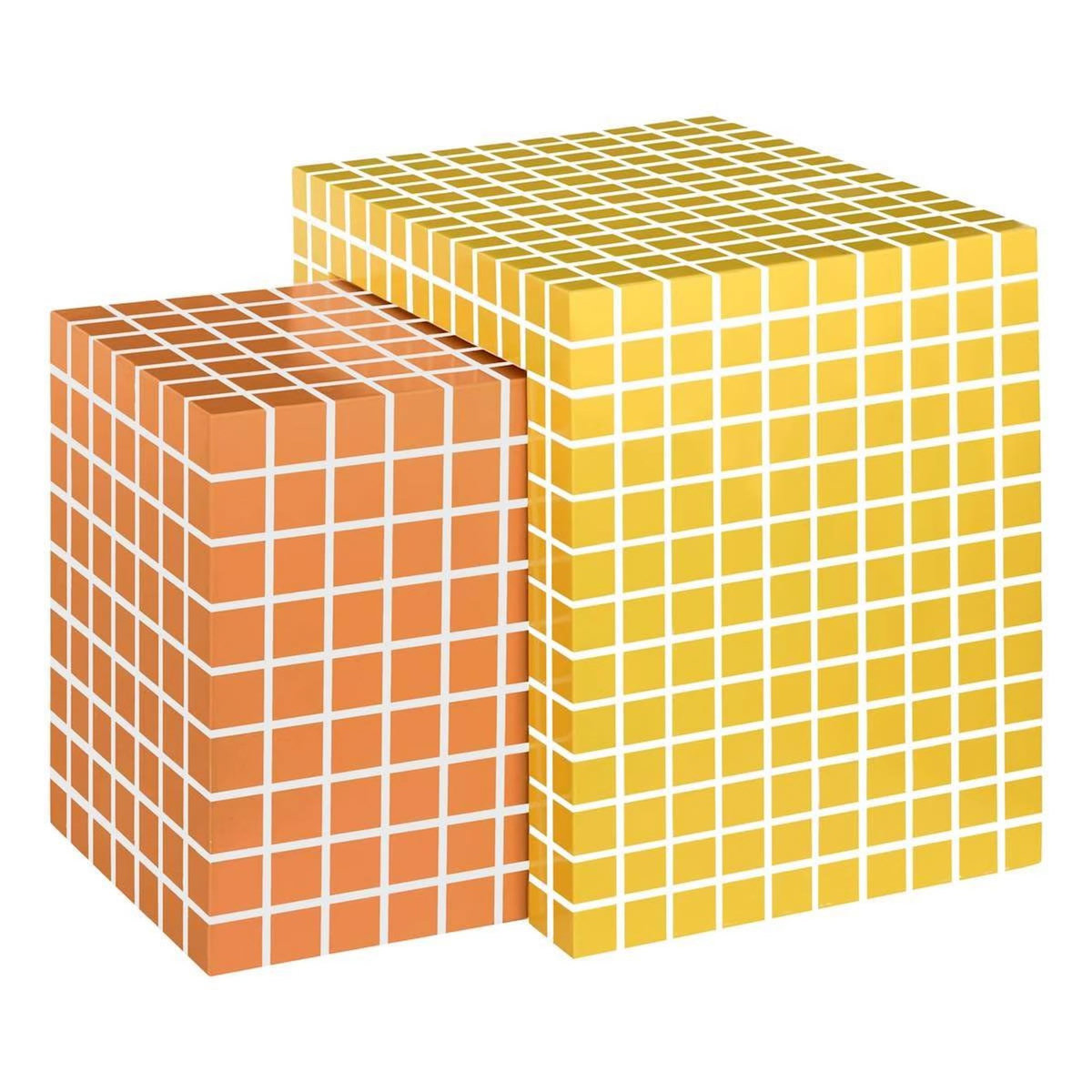 ATMOSPHERA Lot de 2 Tables d'Appoint  Betsy  45cm Jaune & Orange