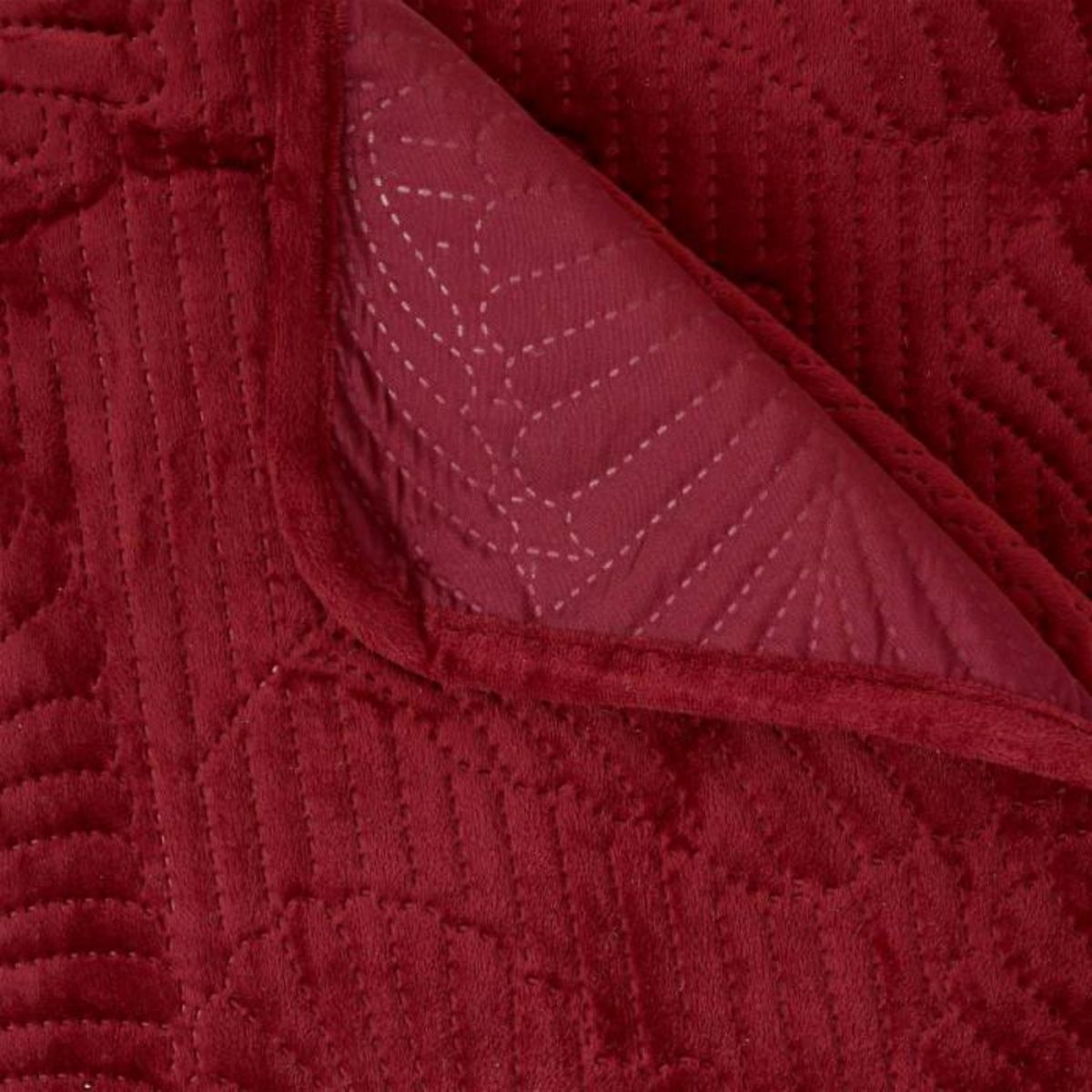 ATMOSPHERA Dessus de Lit en Velours  Feuille  240x260cm Rouge Grenat