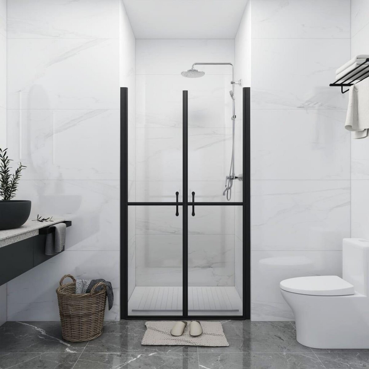 VIDAXL Porte de douche ESG transparent (83-86)x190 cm