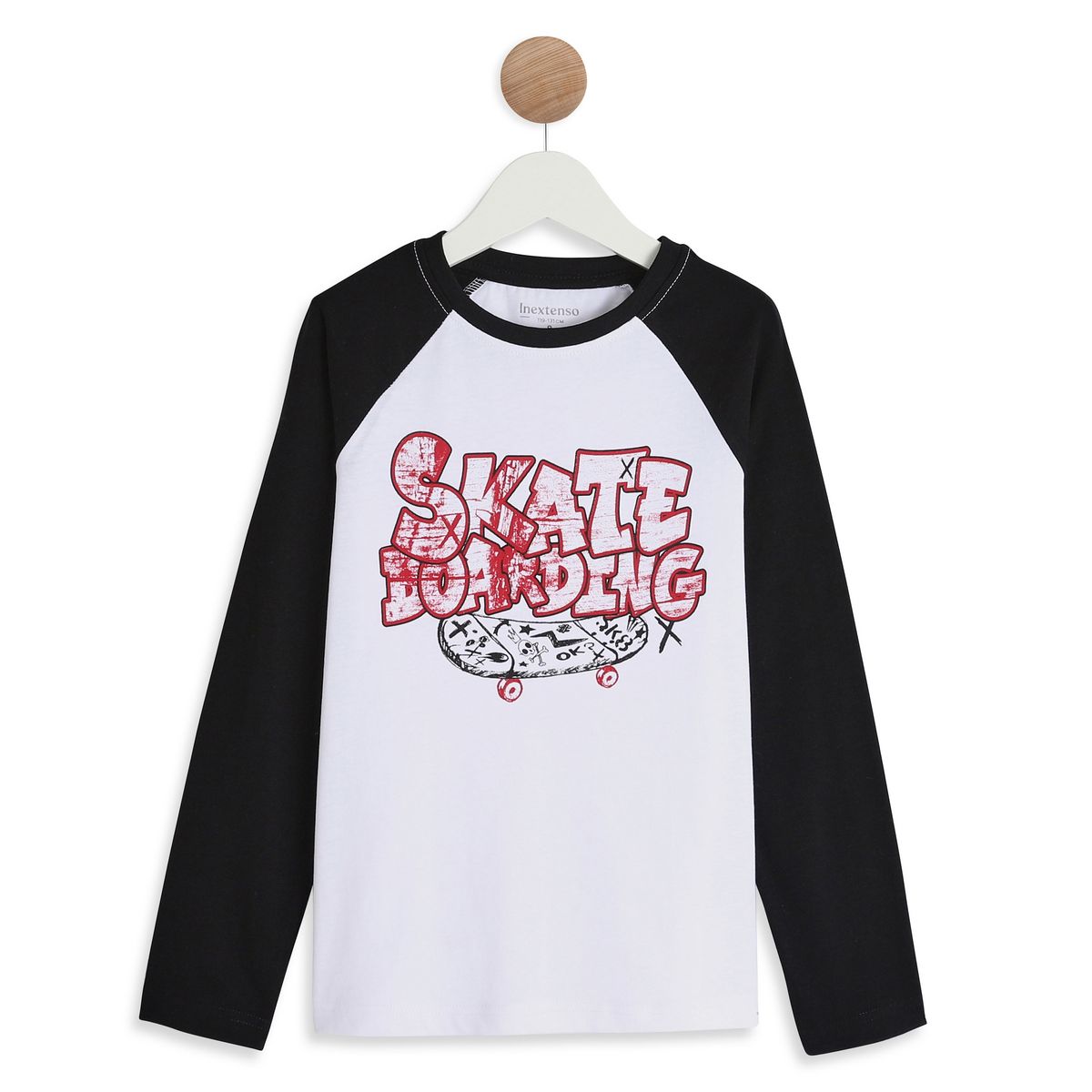 INEXTENSO T-shirt manches longues noir garçon en coton 