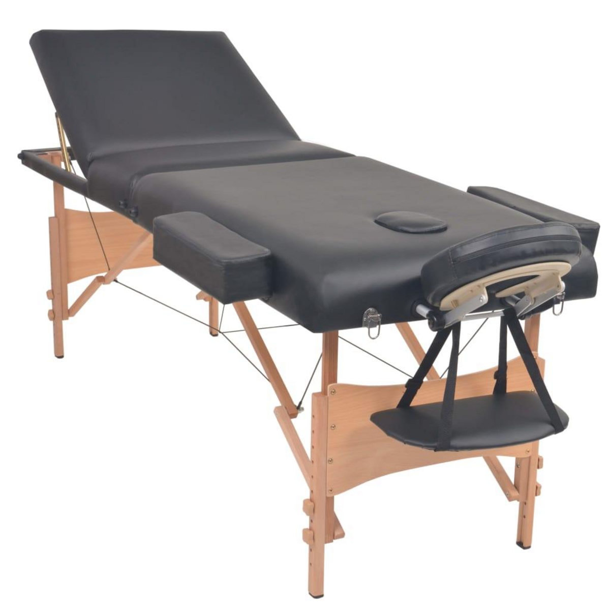 VIDAXL Table de massage pliable et tabouret 10 cm d'epaisseur Noir