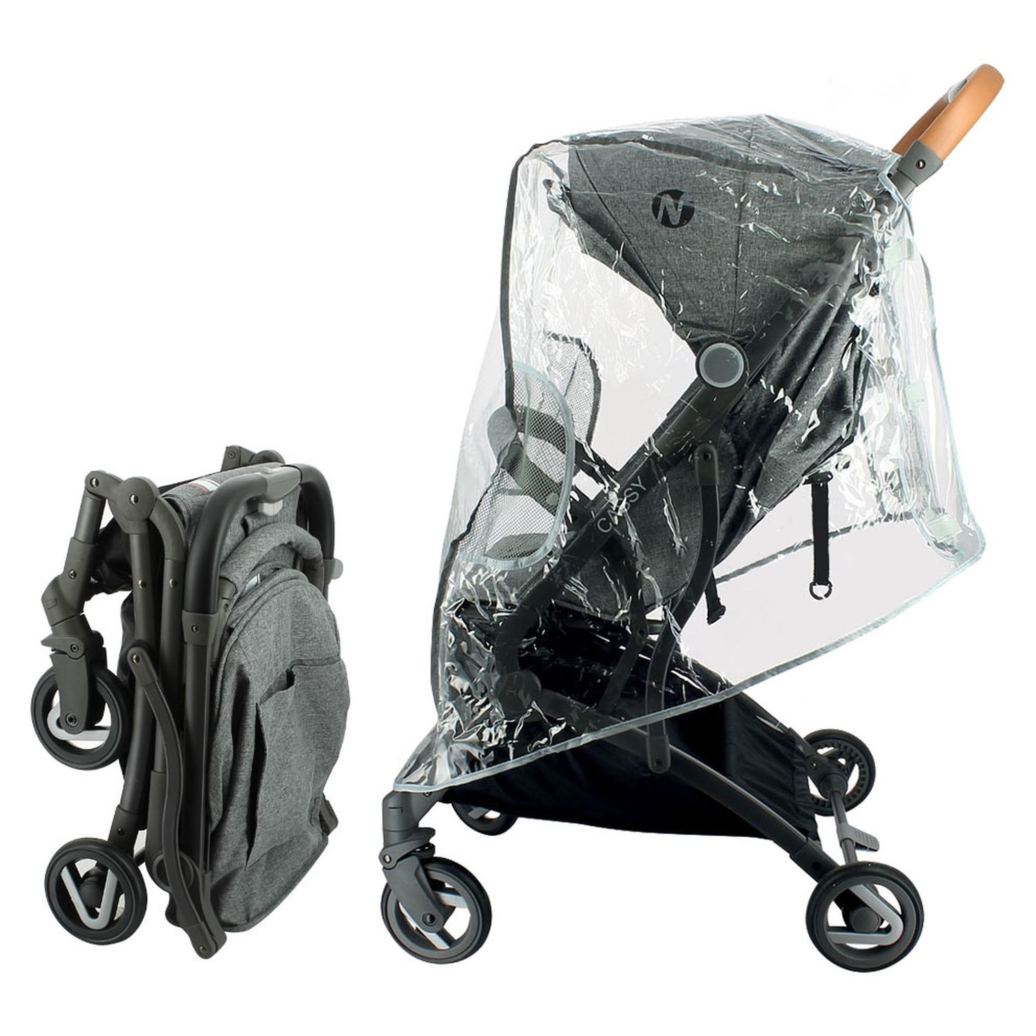 Voir la diapositive 1 : NANIA Poussette compacte multipostions CASSY + habillage pluie