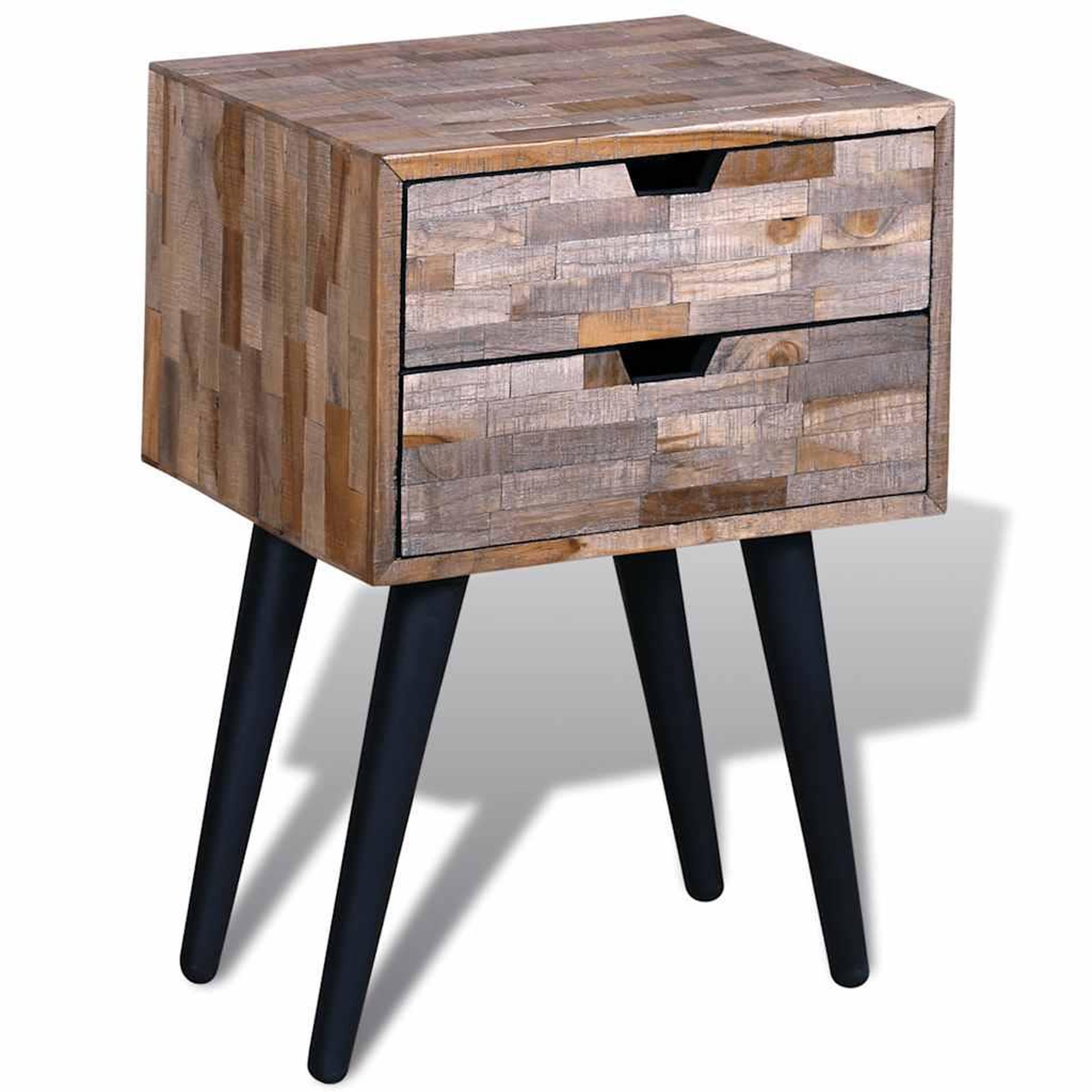 Voir la diapositive 4 : VIDAXL Table de chevet avec 2 tiroirs Bois de teck recycle