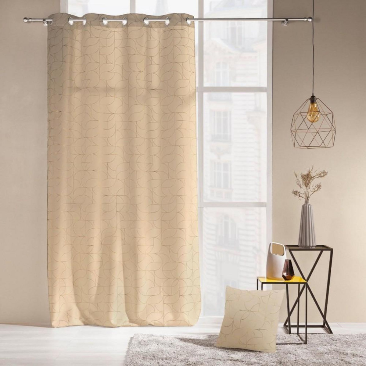 Douceur d'Intérieur Rideau à œillets 140x260 LOUXOR imprimé métallisé