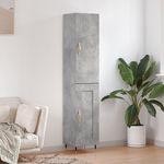 VIDAXL Buffet haut Gris beton 34,5x34x180 cm Bois d'ingenierie