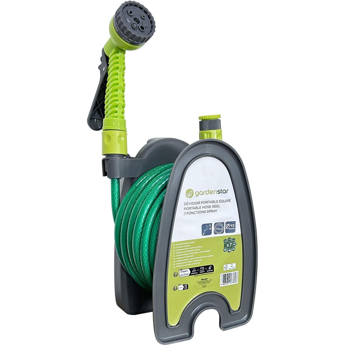 GARDENSTAR Dévidoir portable - 10 m - 7 fonctions spray
