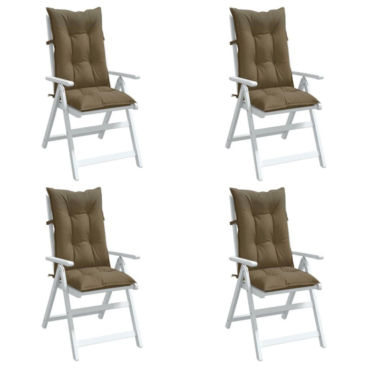 VIDAXL Coussins de chaise a dossier haut lot de 4 taupe melange tissu