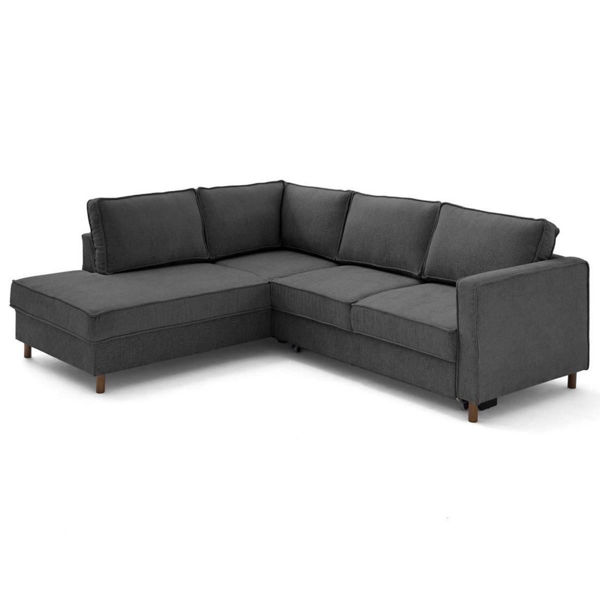 LISA DESIGN Jake - canapé d'angle gauche 5 places convertible en tissu velours relief