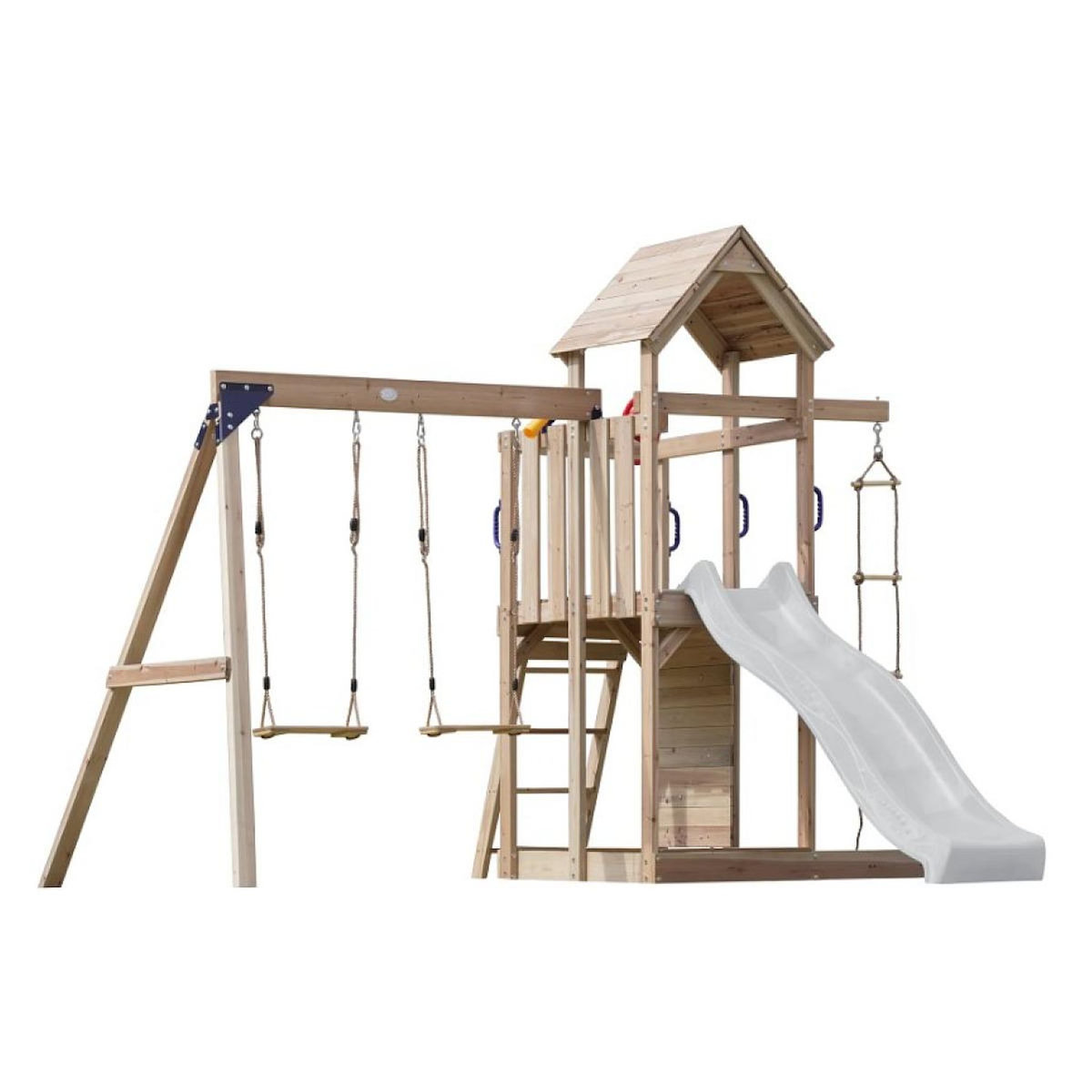 Axi House Portique Moos 2 balançoires + échelle toboggan blanc