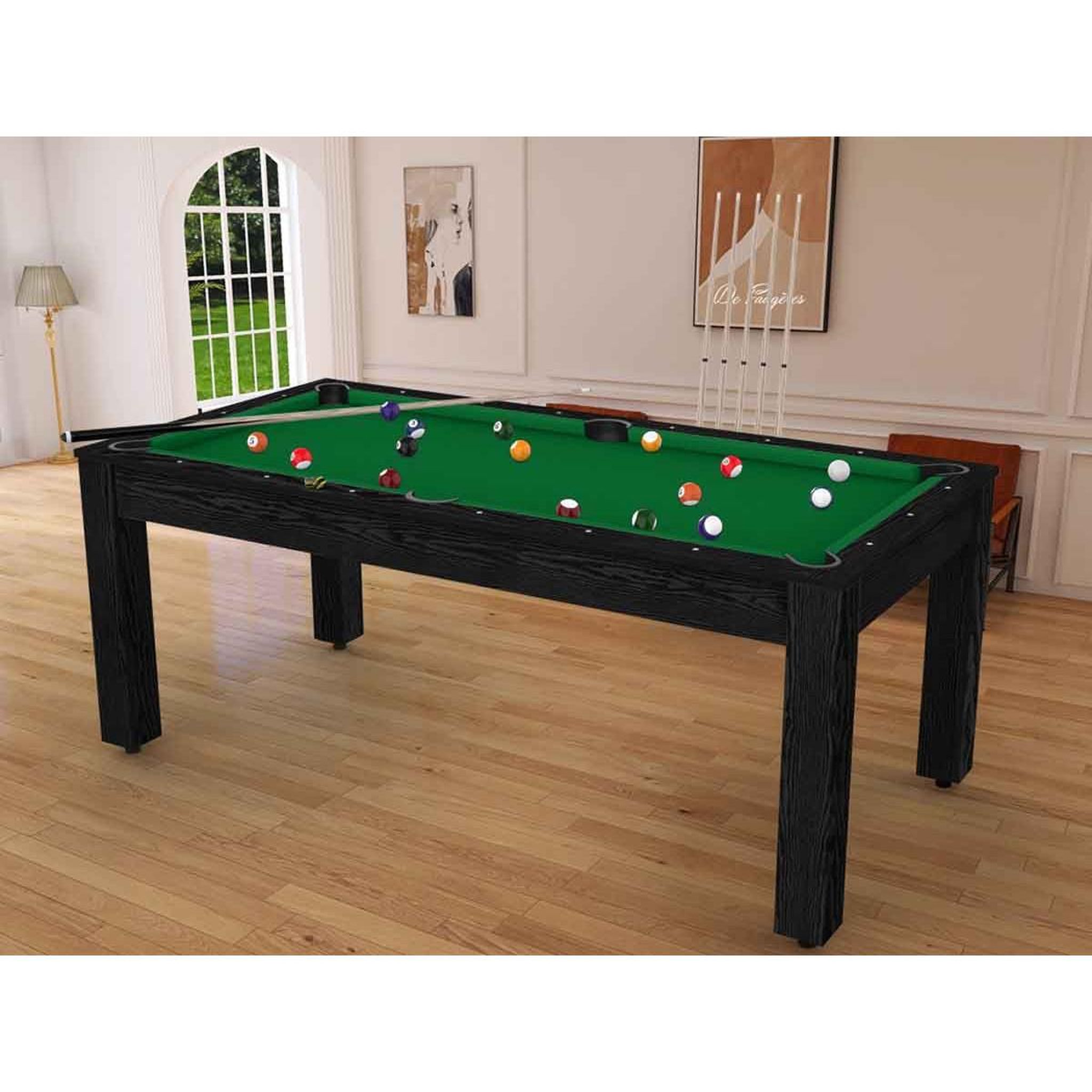 Voir la diapositive 5 : DE FAUGERES Table de Billard Convertible  Oregon  213cm Noir & Vert