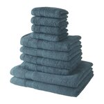 Today Lot de 4 Serviettes de bain TODAY 30x50 + 4 Serviettes de bain50x90 + 2 Draps de bain 70x130 cm 100% Coton - Paon