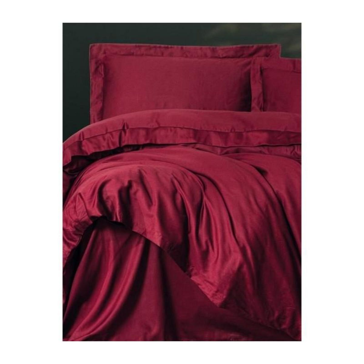 GENERIQUE Parure de lit - 129CTF24607 - 1 housse de couette 220 x 240 cm + 2 taies d'oreiller 60 x 60 cm - Satiné 100% coton - Rouge