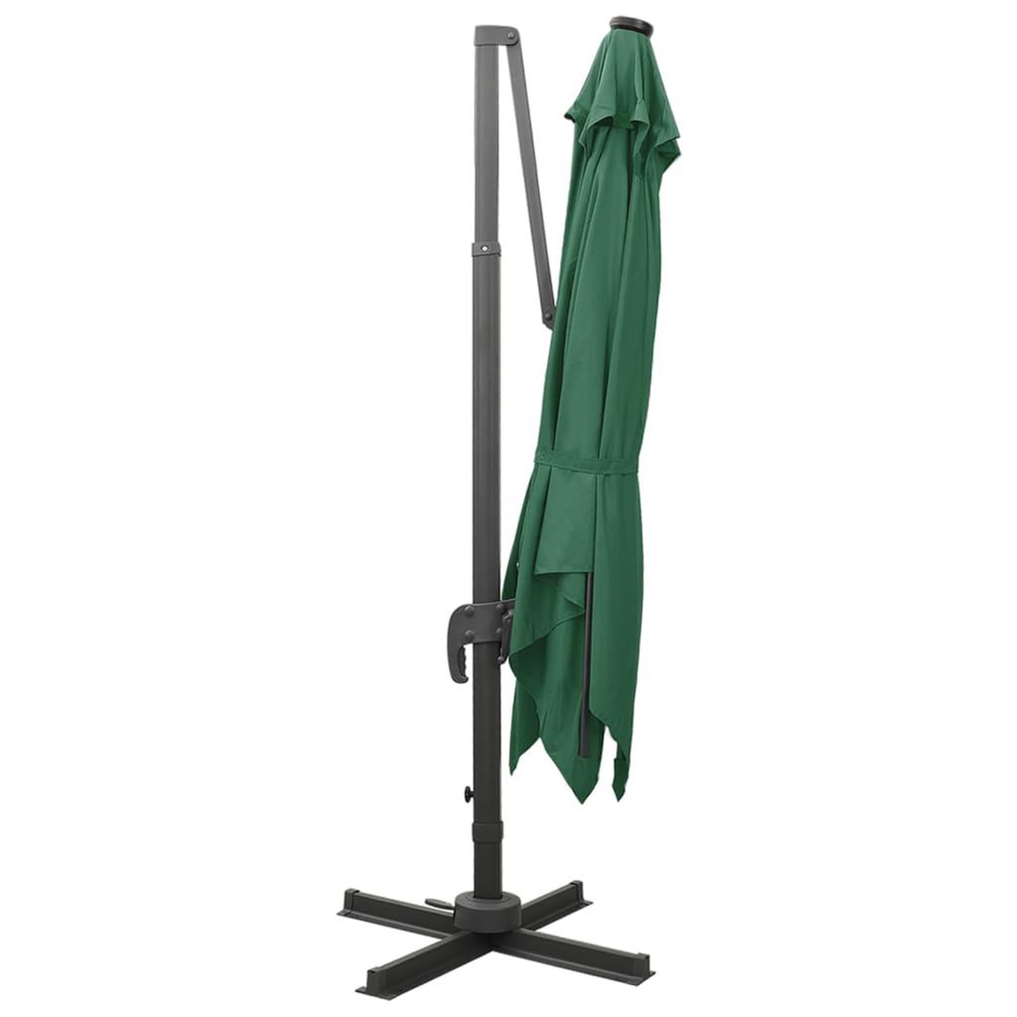 Voir la diapositive 3 : VIDAXL Parasol de jardin en porte-a-faux et mat et lumieres LED vert