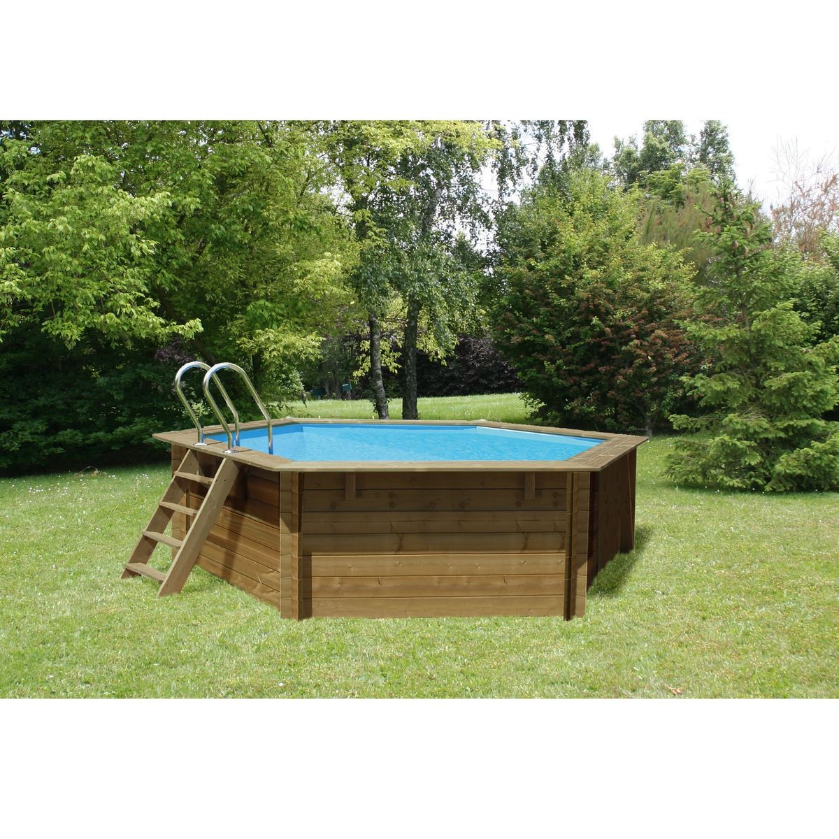 SUNBAY Piscine bois ronde 6 pans MERIDA