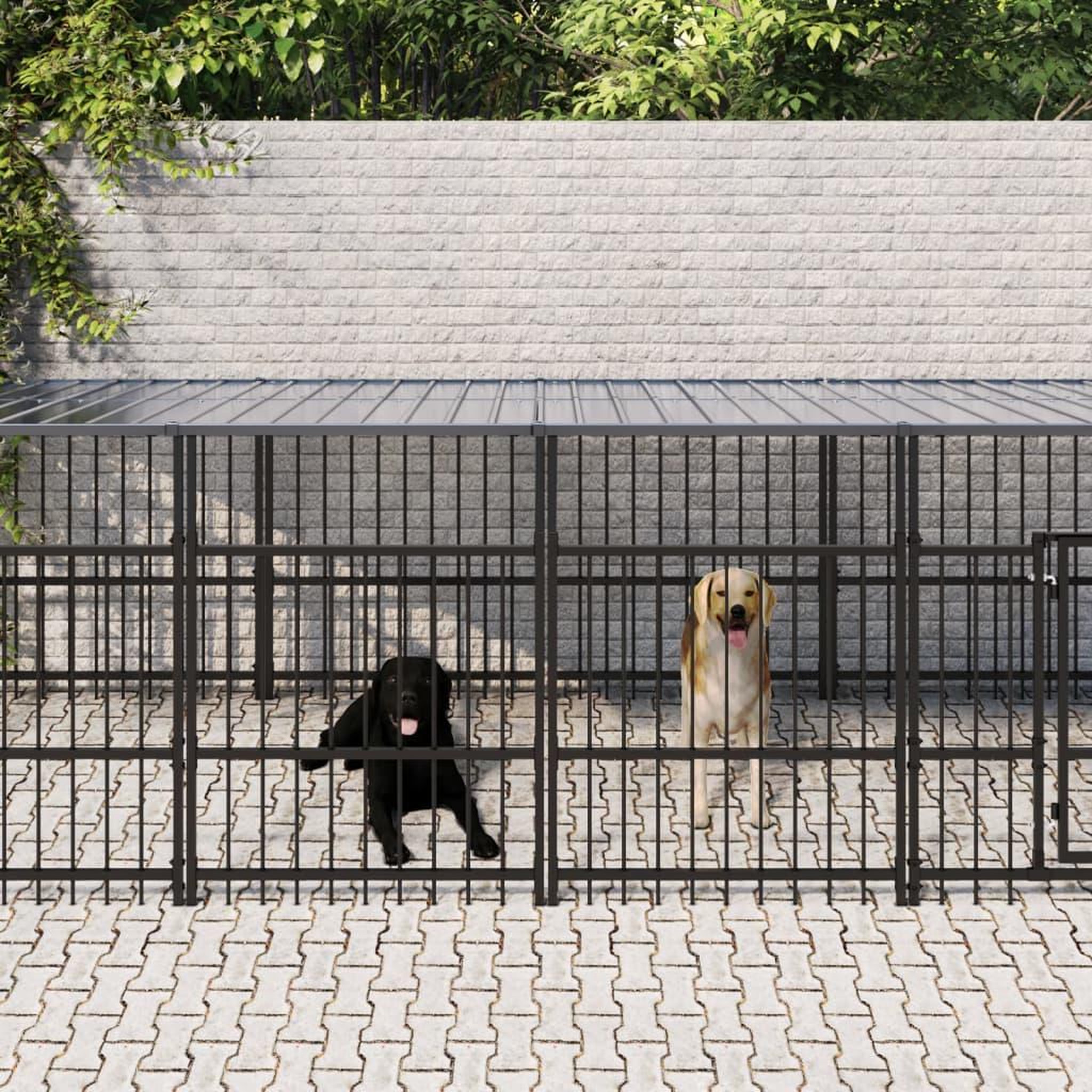 VIDAXL Chenil d'exterieur avec toit pour chiens Acier 18,77 m²