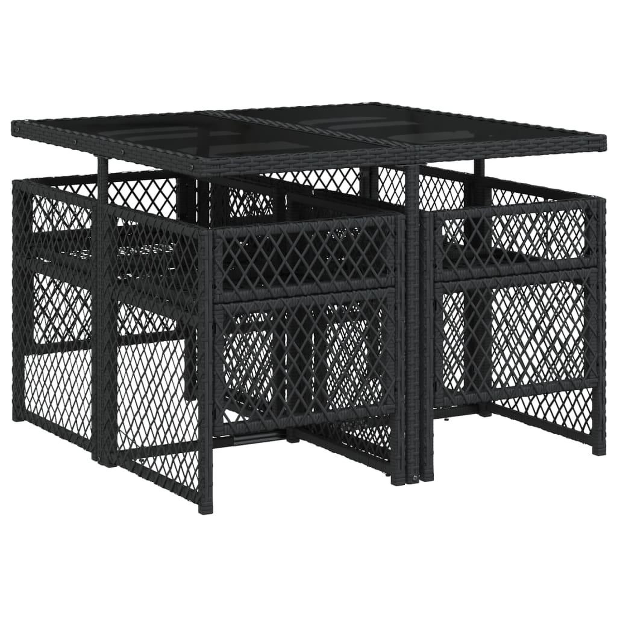 Voir la diapositive 5 : VIDAXL Ensemble a manger de jardin coussins 5pcs noir resine tressee