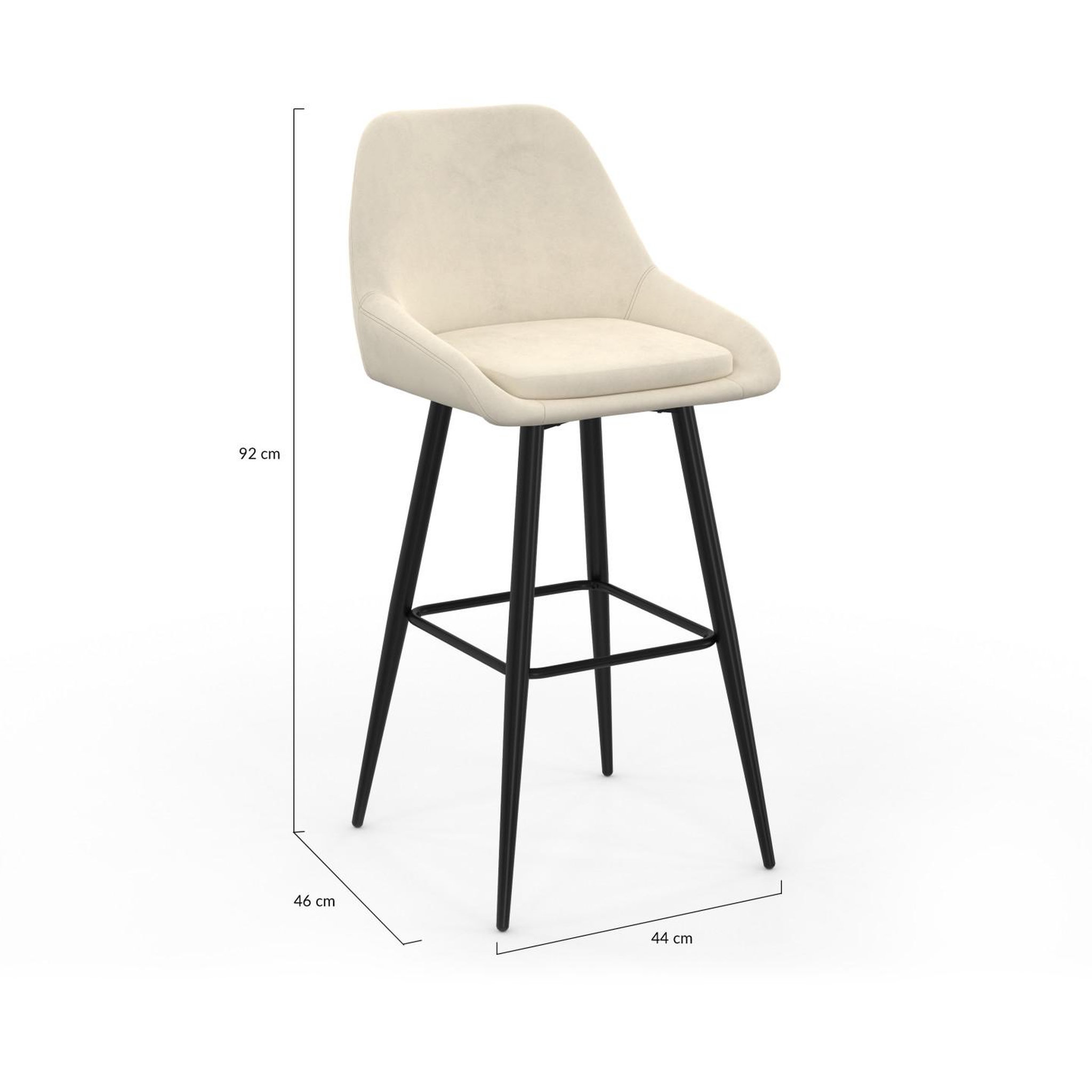 Voir la diapositive 5 : ID MARKET Lot de 2 tabourets de bar thalya en velours beige avec demi-accoudoirs